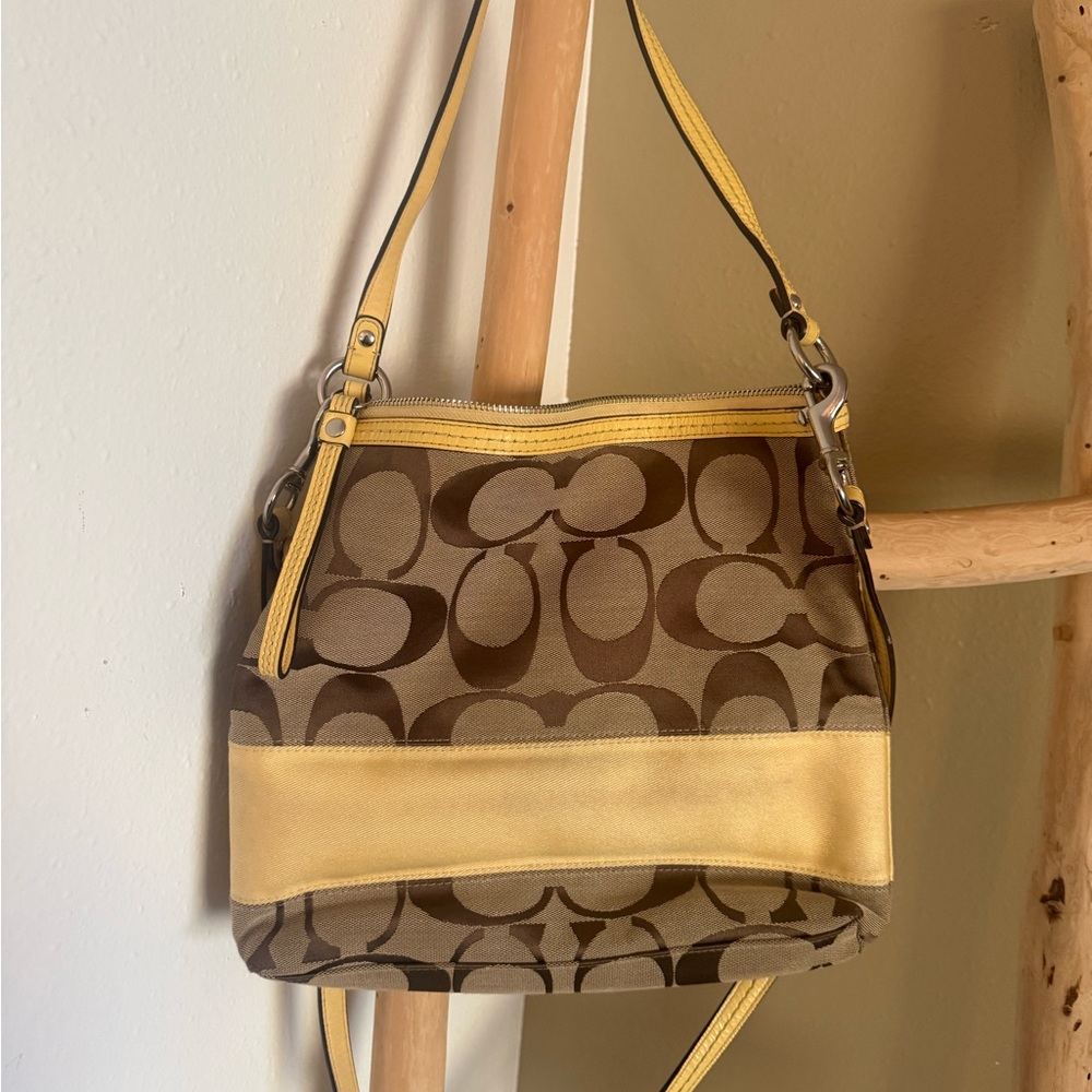 Coach Brown and Yellow Crossbody Bag